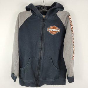 Harley Davidson Full Zip Hooded Sweatshirt Hoodie Black Youth size 8/10